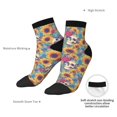 thumbnail image 6 of Rateoe colorful Skull sunflower Pattern Quarter Crew Socks,Toe Seamed Ankle Socks,Cotton Cushioned Breathable Athletic Crew Sports Socks, 6 of 7
