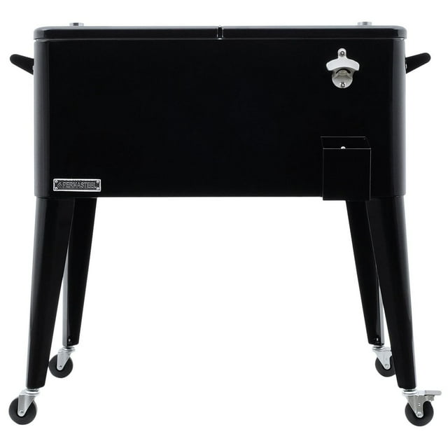 Permasteel - Glacière de patio extérieure de 80 qt – Glacière roulante pour boissons – 110 canettes – Noir