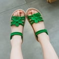 thumbnail image 4 of Piuwrlz Children's Versatile Peep Toe Sandals Girls Espadrilles Shoes Lace-Up New Dress Flats Green Size 31, 4 of 9