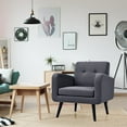 thumbnail image 2 of Topbuy Modern Upholstered Accent Chair Linen Fabric Single Sofa with Rubber Wood Legs Grey, 2 of 6