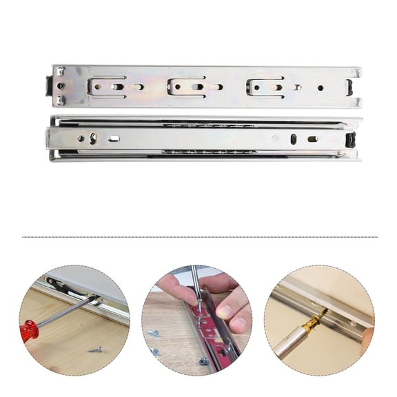 IFANLANDOR 2Pairs Rolled Steel Drawer Track Rails for Kitchen Cabinets Wardrobes Drawers 9.82x1.30x0.43in