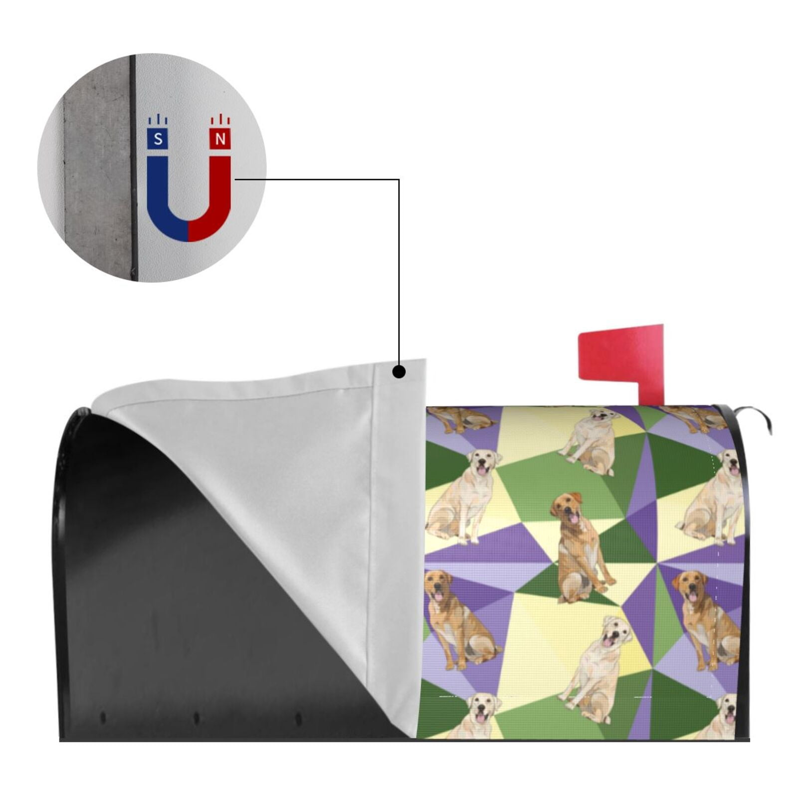 Xecao Labrador Retriever Dog for Mailbox Cover with Magnetic Strips, Waterproof and Sunscreen, Adds a Decorative Touch to Your Garden Yard.