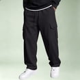 thumbnail image 3 of Dwellite Baggy Cargo Sweatpants for Men Wide Leg Jogger Pants Loose Fit Fashion Solid Color Trousers with Pockets Black S, 3 of 6