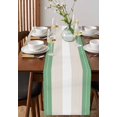 thumbnail image 4 of Boanket Green Beige Stripe Table Runner - 120 Inch Long, Kitchen Dining Table Runner Dresser Scarves, Modern Art Horizontal Striped Farmhouse Decor for Coffee Tables Wedding Party Banquet, 4 of 8