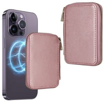 ELEHOLD for MagSafe Wallet,2024 Newest Wallet Zipper Card Holder RFID Blocking,Detachable Magnetic Wallet for iPhone 15/14/13/12/Phone Cases with Magnetic Suction/Phones with Magnetic Rings,Rosegold