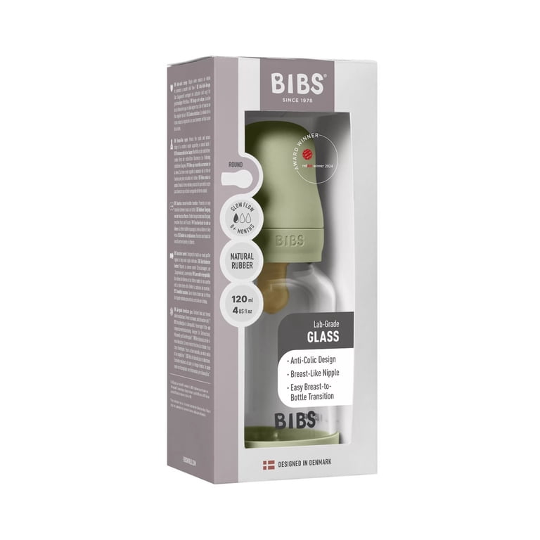 BIBS Glass Baby Bottle With Slow Flow Latex Nipple, 4 oz photo 2