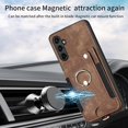 thumbnail image 4 of Phone Case for Samsung Galaxy A54 5G Wallet Cover with Tempered Glass Screen Protector and Wrist Strap Lanyard RFID Credit Card Holder Ring Stand Cell Accessories A 54 54A SM A546U 2023 Women Brown, 4 of 7