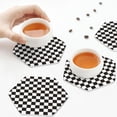 thumbnail image 4 of Leather Coasters with Heat-resistant for Drinks, Black and White Checkerboard -标题2 Hexagon, 4 of 5