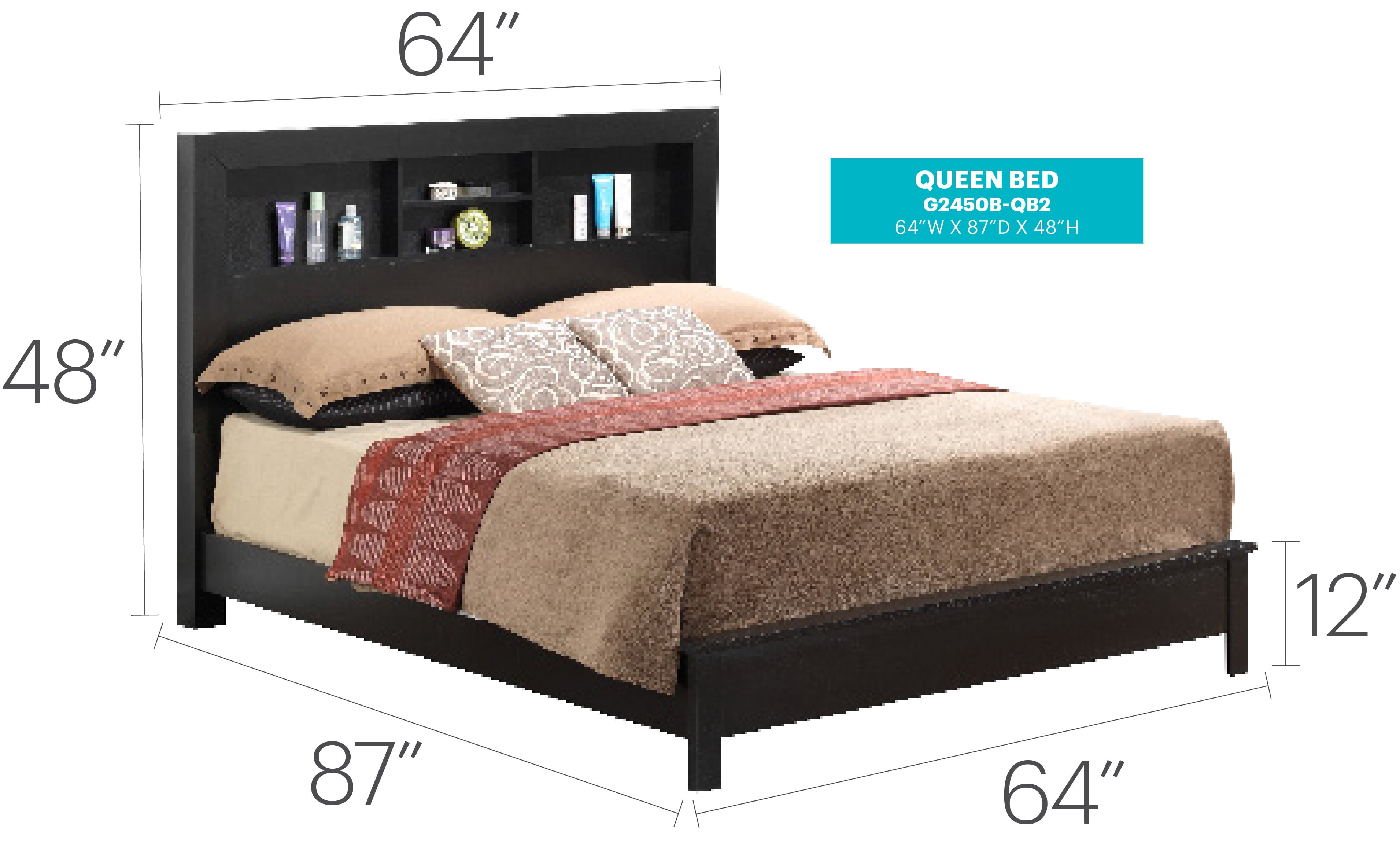Glory Furniture Burlington Queen Panel Bed in Black