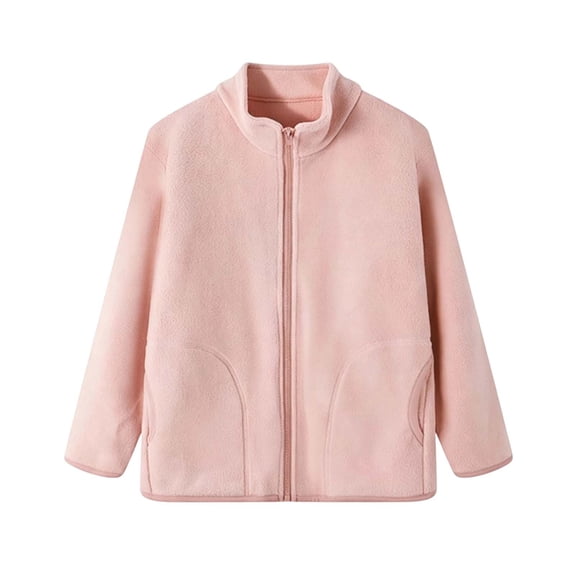 FAIWAD Fall Winter Kids Jacket Fleece Collar Outerwear Boys Girls Outdoor Casual Coat with Pockets