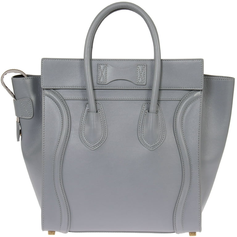 Celine Micro Luggage Handbag with Smooth Gray Calfskin