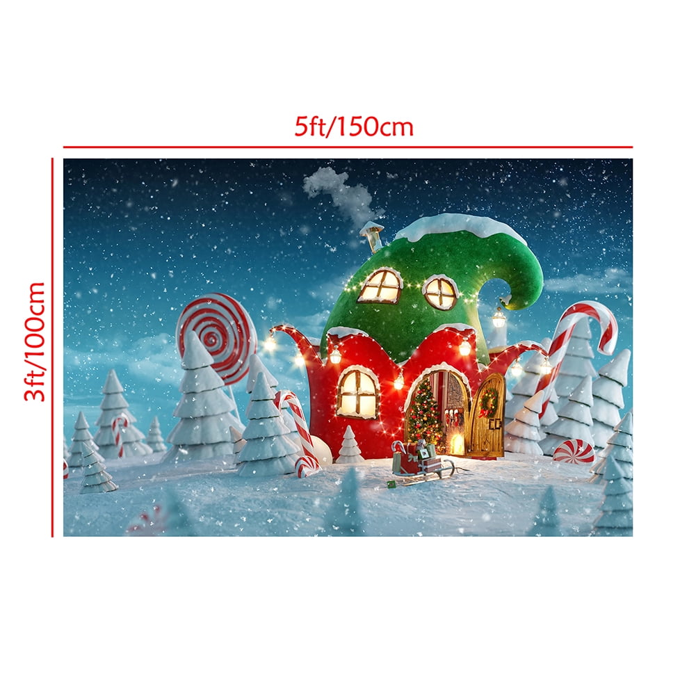 WCIC Christmas Backdrop Cartoon House Photography Background Xams Party ...