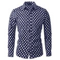 thumbnail image 1 of Camisas de hombre con lunares, manlarga, corte ajustado, estampado, camicon botones Azul marino 52, 1 of 7