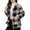 Khaki, variant on Women’s Plaid Sherpa Coat Winter Long Sleeve Lapel Collar Loose Fit Grid Pattern Casual Outerwear S-2XL