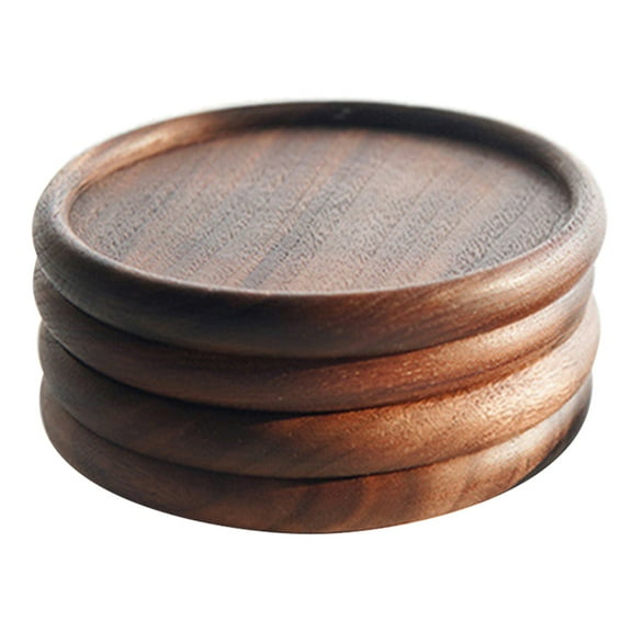 Necvior 4Pcs Wooden Drink Coaster Wood Cup Coaster Set Kitchen Placemats Mats for Coffee Table Protective Home Bar Decorations