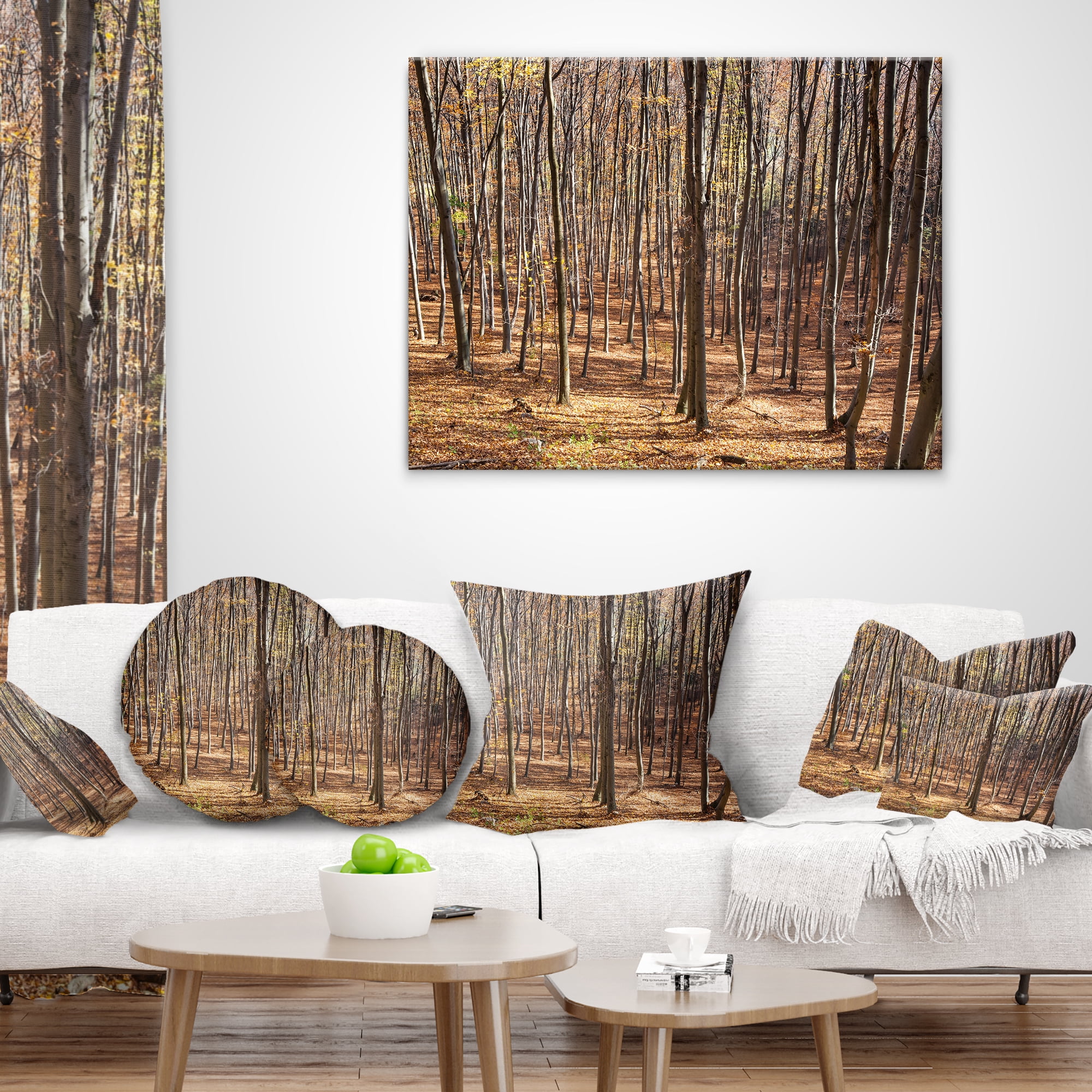 Designart Thick Carpathian Deciduous Forest - Forest Throw Pillow - 12x20