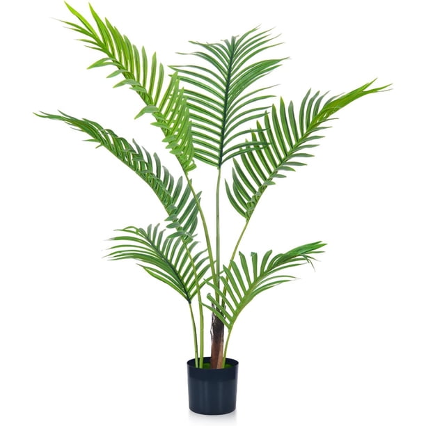 Palmera Artificial con Maceta Negra - Planta Tropical de imitación en Maceta - Planta Artificial de Seda para decoración de salón, Oficina, Interior