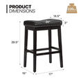 thumbnail image 2 of MoNiBloom Bar Stools Set of 2, Modern Counter Height, PU Leather Saddle Seats for Kitchen, Island, Bistro, Black Frame, Black, 2 of 8