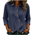 thumbnail image 2 of GaThRRgYP Tops for Women Trendy Summer Fall Women Fashion Casual Solid Color Lapel Button 3/4 Sleeve Cardigan Tops, 2 of 6