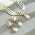 thumbnail image 2 of Geometric Women's Pearl Necklace And Earrings Suite, 2 of 2