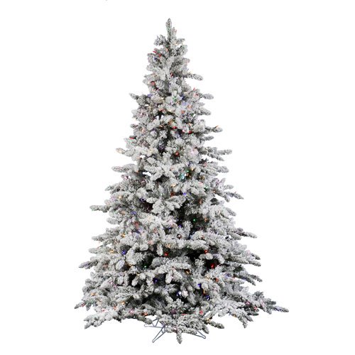 Vickerman 10' Flocked Utica Fir Artificial Christmas Tree, Multi-Colored LED Lights