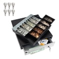 thumbnail image 7 of HK SYSTEMS 16inch Heavy Duty Manual Push-Open Cash Drawer with 5Bill/5Coin, Removable Till, "Stainless Steel Front" with Single Large Media Slot, Black, 7 of 7