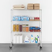 SafeRacks NSF Certified 4-Tier Steel Wire Shelving with Adjustable Shelves and Wheels - 1400 lb Capacity - 60 x 24 x 72