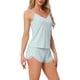 thumbnail image 4 of Conjuntos de pijama para mujer INSPIRE CHIC, ropa de noche sin mangas, top de tirantes con ribete de encaje en forma de V y pantalones cortos, trajes de lencería M verde, 4 of 6