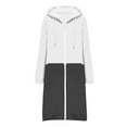 thumbnail image 4 of HOMBOM Womens Zip-Up Sweatshirt Long Heavyweight White Hooded Solf Colorblock Long Sleeve Jackets for Women with Pocket, 4 of 5