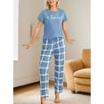 thumbnail image 4 of Womens Pajama Sets Short Sleeve Tops with Long Pants Sleepwear Lounge Set with Pocket, 4 of 5