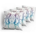thumbnail image 5 of Ambesonne Moon Throw Pillow Cover 4 Pack, East Oriental Inspired Image, 16", Lilac Blue White, 5 of 7