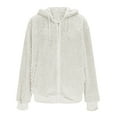 thumbnail image 6 of Dezsed Womens Shackets Jacket Plus Size Long Sleeve Button Down Shirts Hooded Blouses Tops Fall Winter Outfits White M, 6 of 7