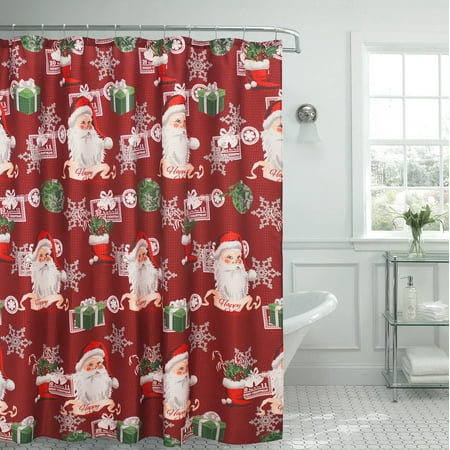 Ho Ho Santa Textured Shower Curtain Walmart Com