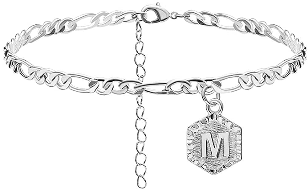 Women Silver Anklet Gold Letter Anklet 