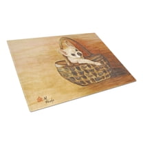 Caroline's Treasures French Bulldog Take me TOO Glass Cutting Board Large