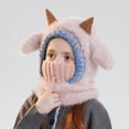 thumbnail image 2 of Kids Winter Hat Integrated Face Neck Warmer Soft Lamb Design Knitted Ear Cold Weather For Boys Girls, 2 of 3