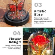 Qoosea Eternal Rose with Butterfly in Glass Dome Red Roses with LED Light Artificial Flowers Mothers Day Birthday Valentines Day Christmas Gifts