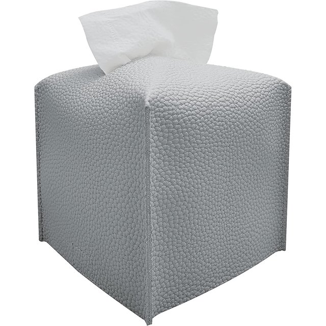 Cubierta para caja de pañuelos, organizador cuadrado moderno de caja de pañuelos, soporte decorativo de papel facial de cuero Pu para encimera de tocador de baño, mesita de noche, dormitorio