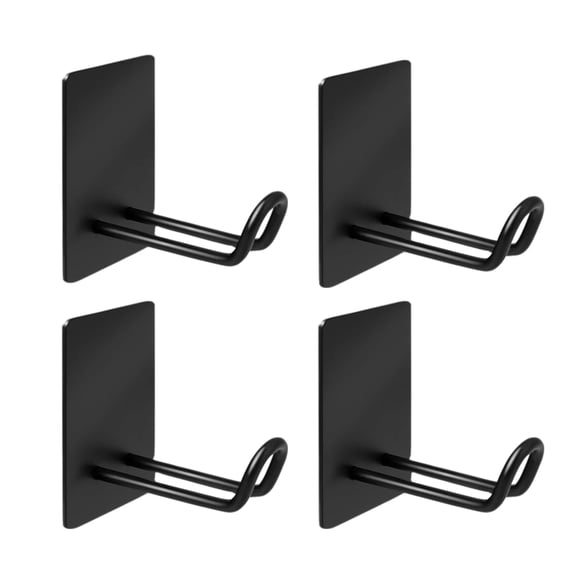 4 Pack Self Adhesive Hooks, Stainless Steel Adhesive Wall Hooks for Hanging Towels, Coats, Keys and Headphones, Black