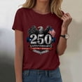 thumbnail image 2 of 250 Anniversary USA Shirt Women 4th of July Shirts 1776-2026 250th Birthday T-Shirt Patriotic Shirts Tops Wine,XXL, 2 of 6