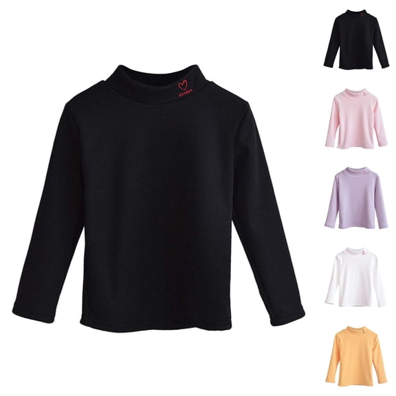 Girls/Boys Thermal Neck Long Sleeve Shirts, Soft Lined Half-Turtleneck Tops for Kids, Warm Base Layer Tees