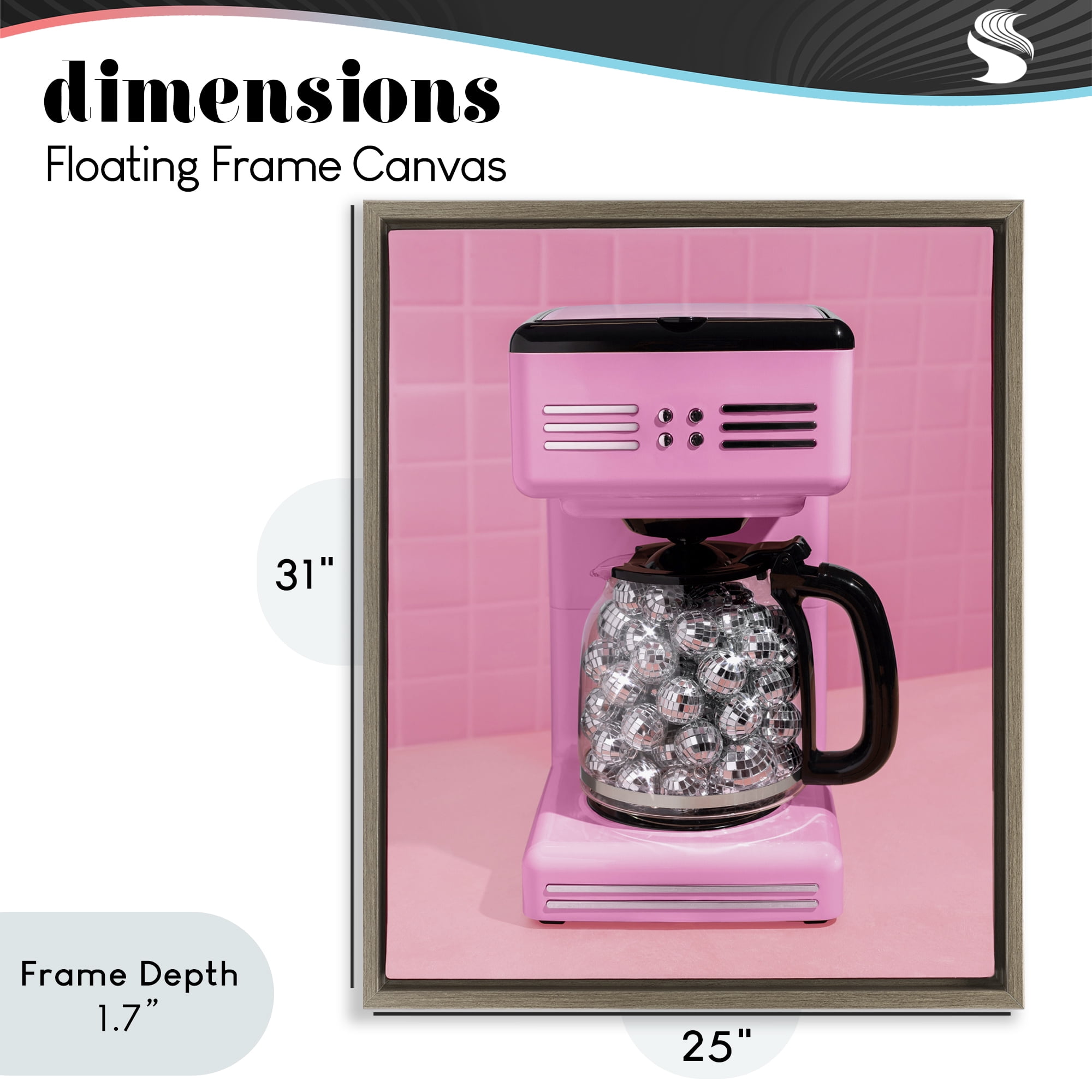Stupell Industries Disco Coffee Over Pink Brown Framed Floater Canvas Wall Art, design by LISH Creative