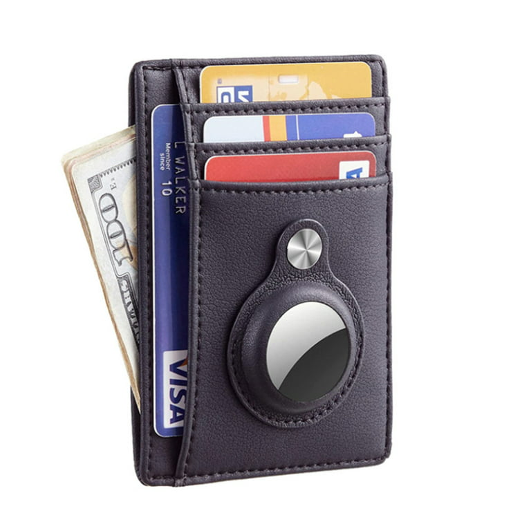 Airtag Wallet Genuine Leather Air Tag Wallet Rfid Technology Support de  carte de crédit avec portefeuille minimaliste pour hommes pour Apple Airtag  (pas d'airtag inclus)