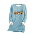thumbnail image 2 of T-shirts pour Femmes, Col Rond avec Poche, Épais, en Peluche, Manches Longues, Chandail en Molleton Col Rond pour Femmes en Liquidation, 2 of 5