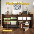 thumbnail image 5 of LKTART 63" Buffet Cabinet with Storage, Solid Wood Arched Sideboard Accent Cabinet with Doors & Adjustable Shelves, TV Console Cabinet, Large Credenza for Dining Room,Kitchen,Entryway(Walnut), 5 of 10
