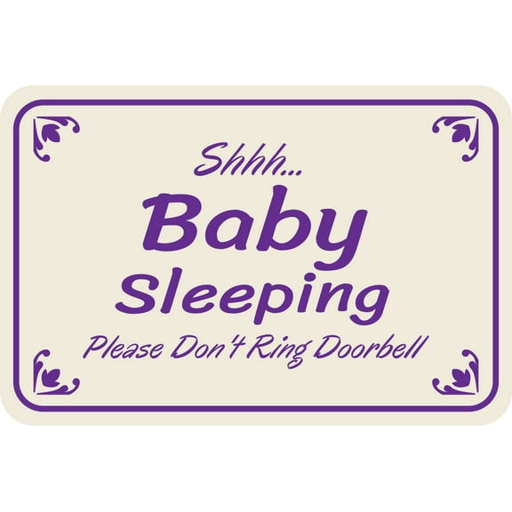 Classic Framed Plus Shhh... Baby Sleeping Please Don't Ring Doorbell Wall or Door Sign | Home Signage - Large