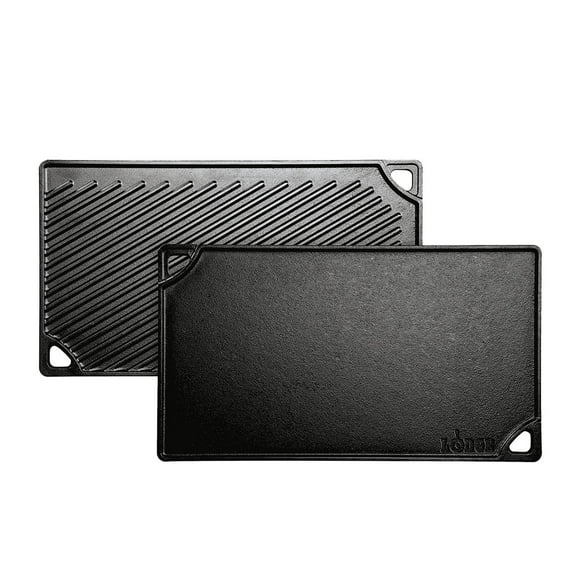 Hierro fundido reversible Grill/Griddle Lodge, 24 x 43 cm, presazonado