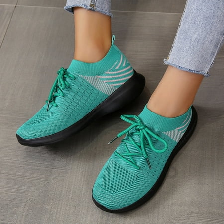 

PhoneSoap Fashion Summer Women s Sneakers Lightweight Mesh Fly Woven Comfortable Breathable Spacer Stripes Mint Green