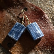 AYANA Natural Blue Kyanite Healing Crystal Earrings for Women | Gold Plated Setting