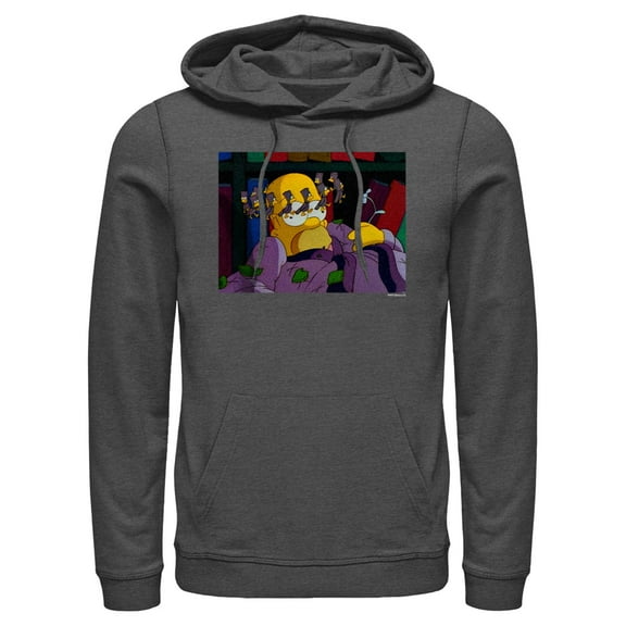 Men's The Simpsons Homer Seeing Stars Pull Over Hoodie Charcoal Heather 3X Large